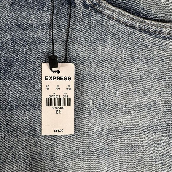Express Jeans NWT Size‎ 16 Relaxed Tapered Mid Rise Straight Ankle Light Denim - Picture 8 of 15